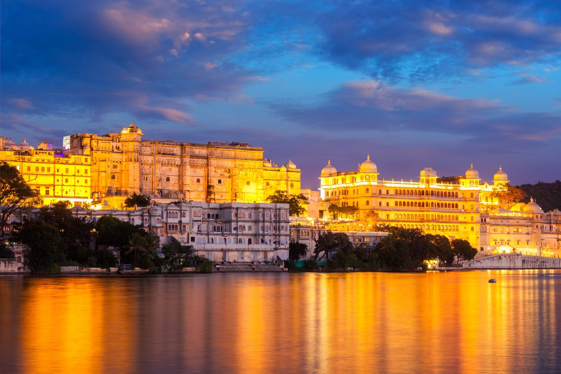 Udaipur City Palace in the evening view. Udaipur, India