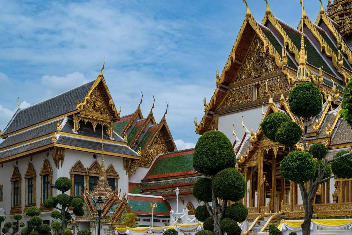 Golden spires of the Grand Palace in Bangkok, Thailand